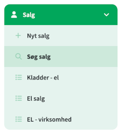 Salgsmenu efter aktivering